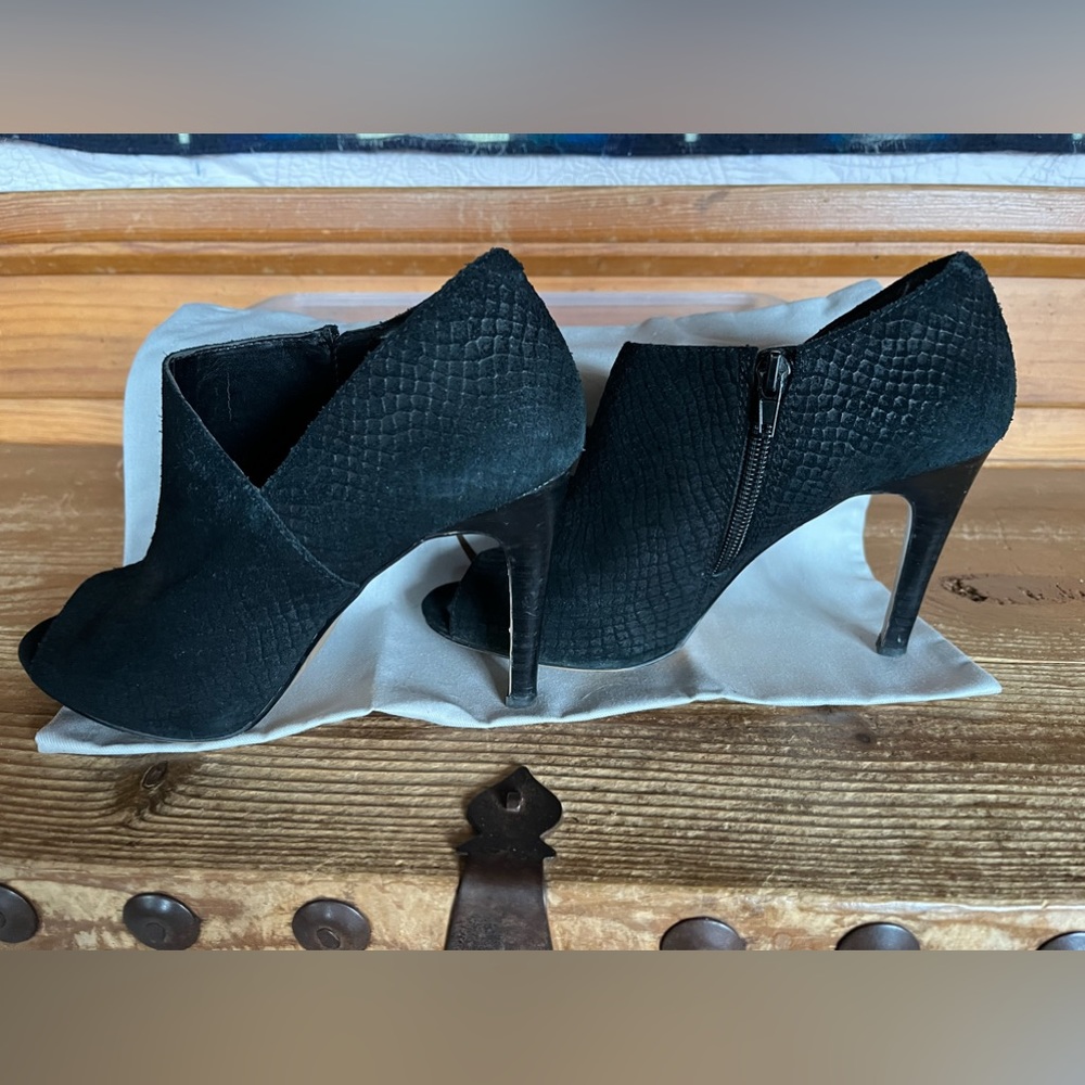 Audrey Brooke Suede Peeptoe Booties